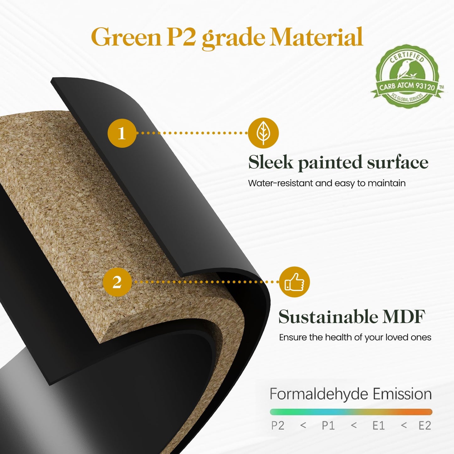 RoyalCraft Tall Nightstand Set of 2, Side Table with 2 Drawers and Open Shelf on Top, Bedside Table with Solid Feet, Modern Night Stand End Table for Bedroom, Living Room, Home Office, Black